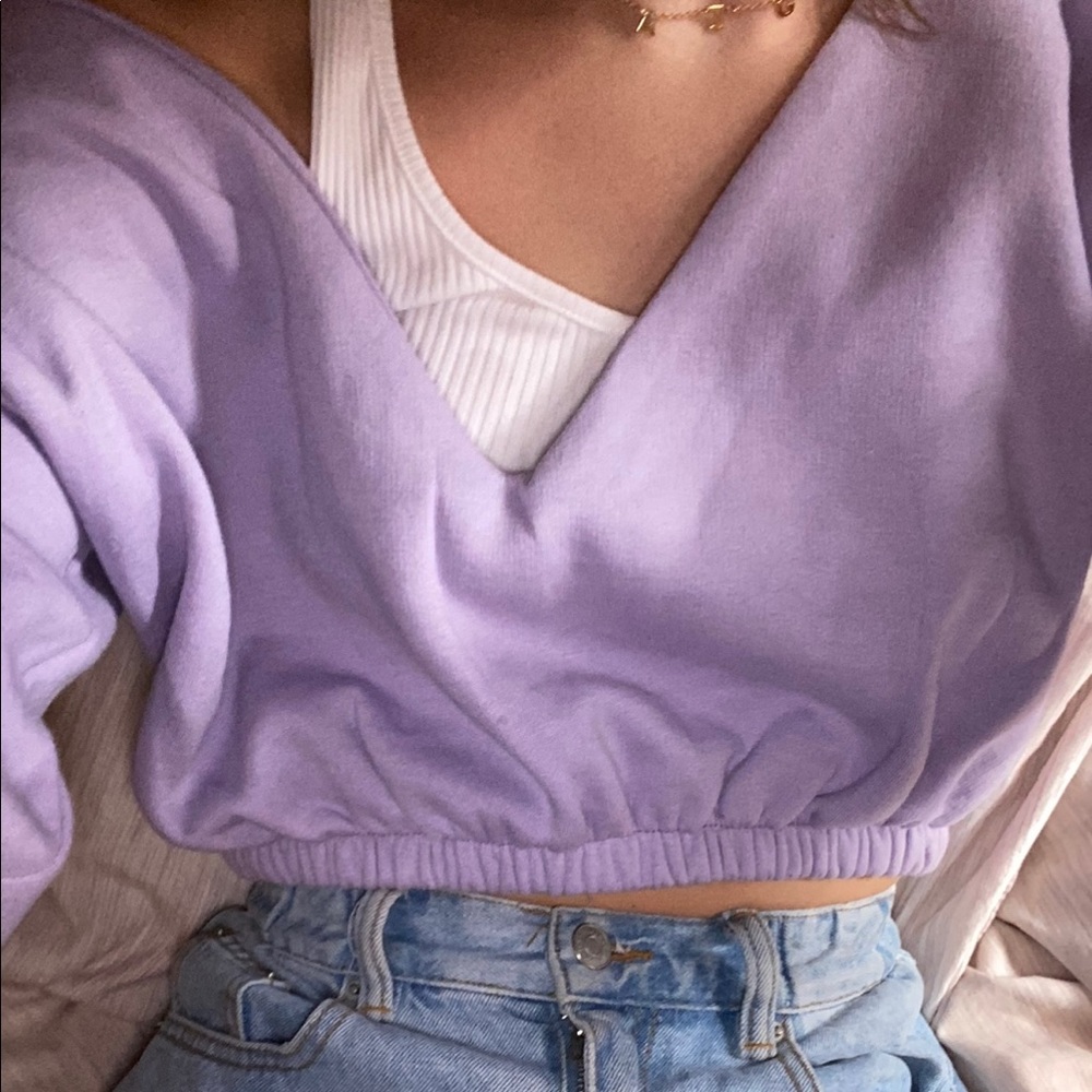 Purple/lilac off the shoulder sweatshirt from boohoo